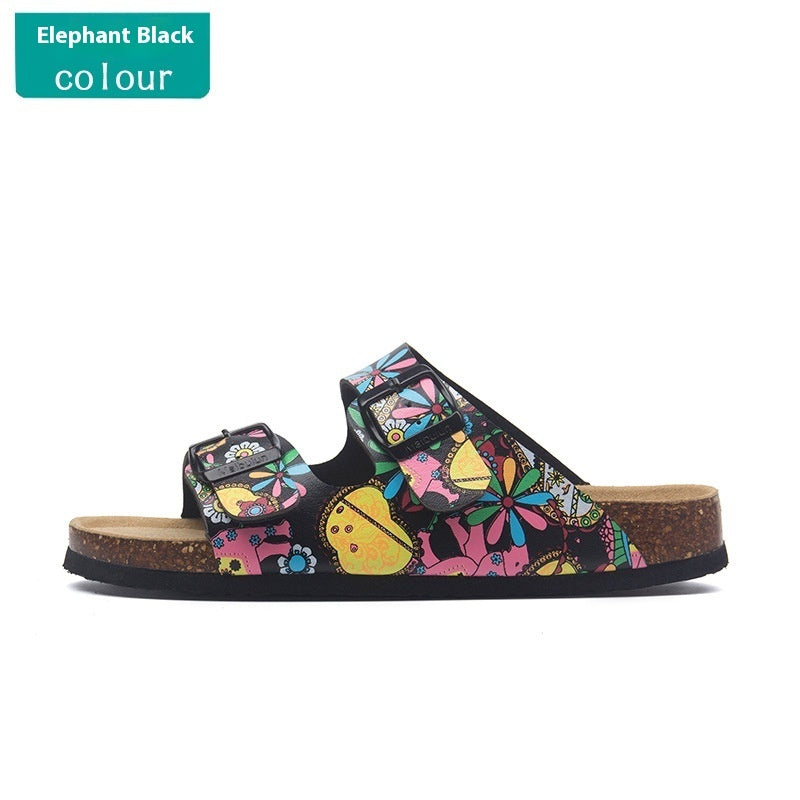 Buckle Flat Cork Slippers Summer Same Beach Buckle Sandals (Available)