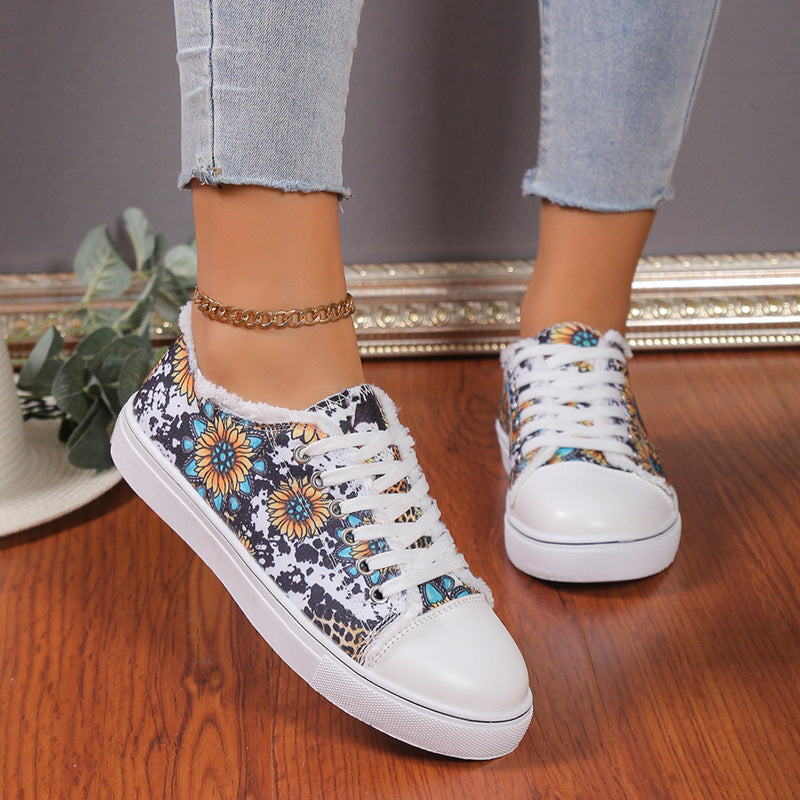 Versatile Flat Bottomed Student Lace Up Canvas Shoes (Available)
