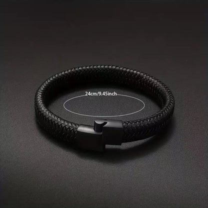 Men's Leather Magnetic Buckle Bracelet (Available)