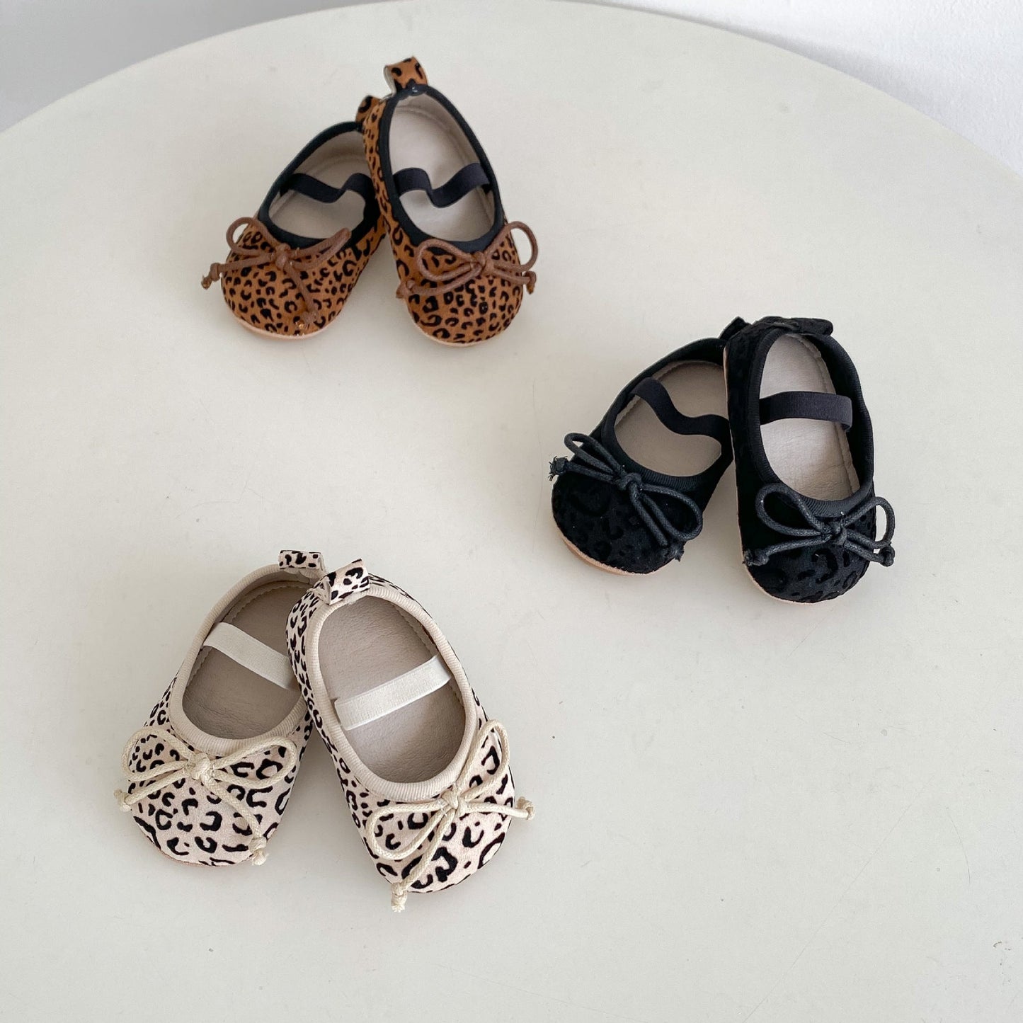 Spring And Autumn Infant Baby Girl Soft Bottom Toddler Shoes Hu Die Knot Leopard Print Round Toe Shoes