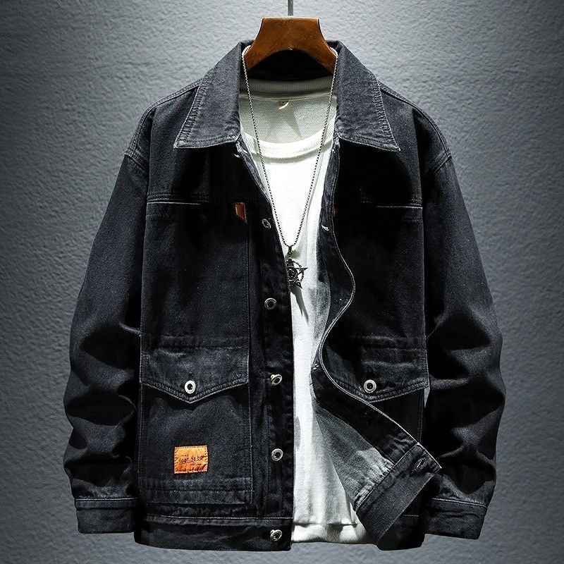 High-grade Black And Gray Denim Coat Men's Autumn New (Available)