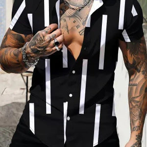 Men's Casual Slim Beach 3D Printed Short Sleeve Shirt (Available)