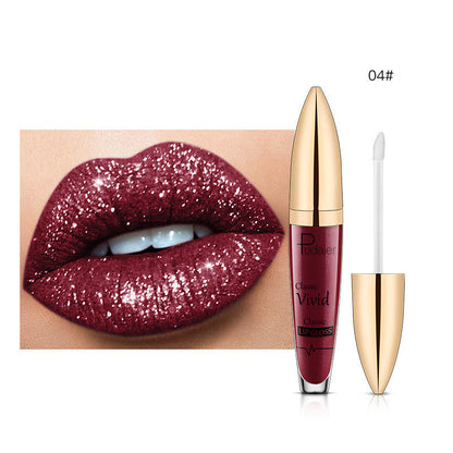 Pudaier Sip Glitter Flip Matte Shimmer Lip Gloss No Stain On Cup Diamond Lipstick (Available)
