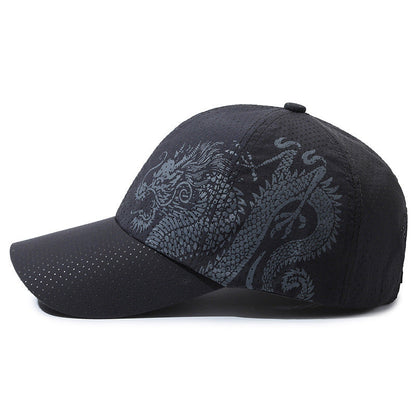 Hat Men's Chinese Style Printed Dragon Baseball Cap Polyester  (Available)