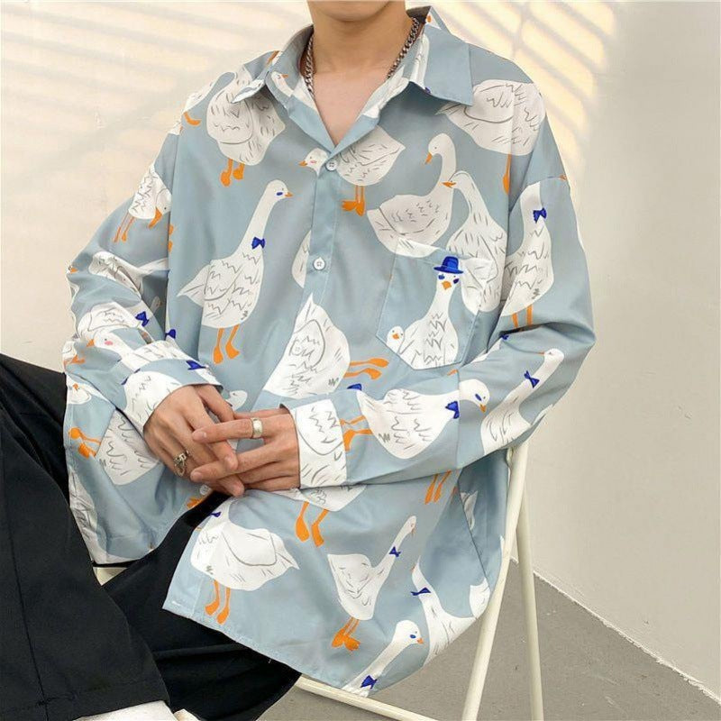 Mens Temperament Fashion Casual Printed Shirt  (Available)