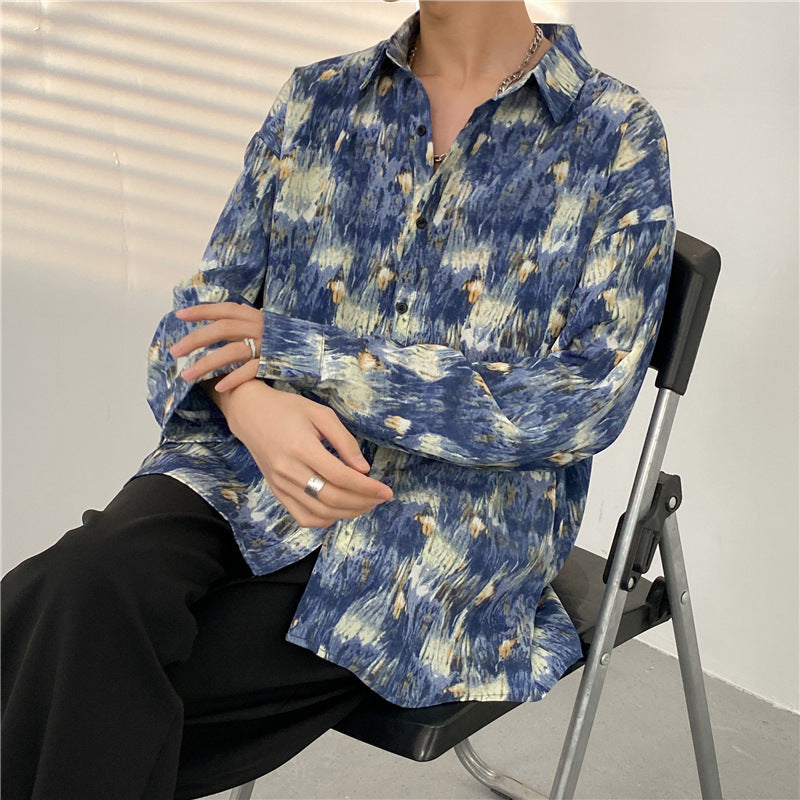 Mens Temperament Fashion Casual Printed Shirt  (Available)