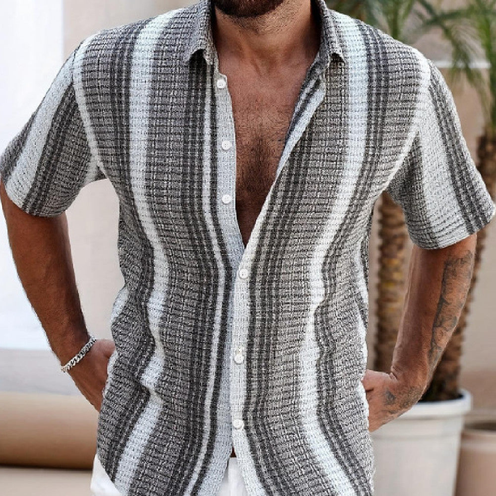 Men's Casual Slim Beach 3D Printed Short Sleeve Shirt (Available)
