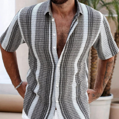 Men's Casual Slim Beach 3D Printed Short Sleeve Shirt (Available)