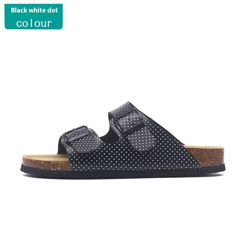 Buckle Flat Cork Slippers Summer Same Beach Buckle Sandals (Available)