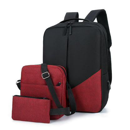 Men's Leisure Travel Large Capacity Three-piece Multifunctional USB Backpack (Available)