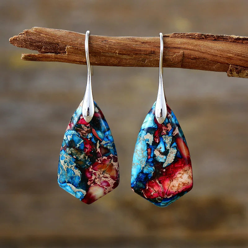 Unique Natural Stone Jewelry Ethnic Gold Plated Earrings For Women  (Available)
