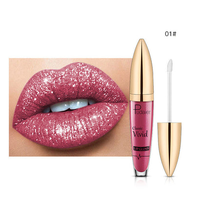 Pudaier Sip Glitter Flip Matte Shimmer Lip Gloss No Stain On Cup Diamond Lipstick (Available)