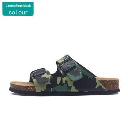 Buckle Flat Cork Slippers Summer Same Beach Buckle Sandals (Available)