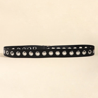 Men And Women Fashion Hollow Belt Personality Punk Style PU Soft Belt Jeans Hip Hop Accessories  (Available)