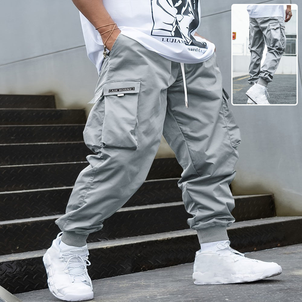Multi-pocket Cargo Pants Men's Casual Hip-Hop Drawstring Trousers Outdoor Streetwear Sports Pant (Available)