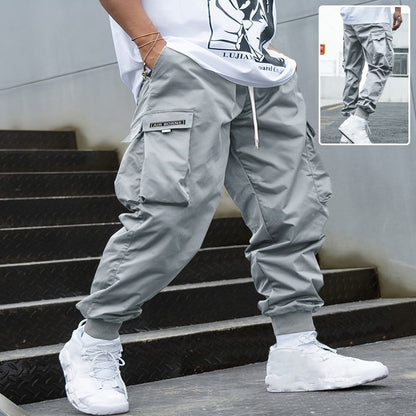 Multi-pocket Cargo Pants Men's Casual Hip-Hop Drawstring Trousers Outdoor Streetwear Sports Pant (Available)