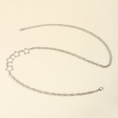 Simple Fashion Men And Women Star Metal Waist Chain Sexy Cutout Five-pointed Star Body Chain Jeans Dress Accessories