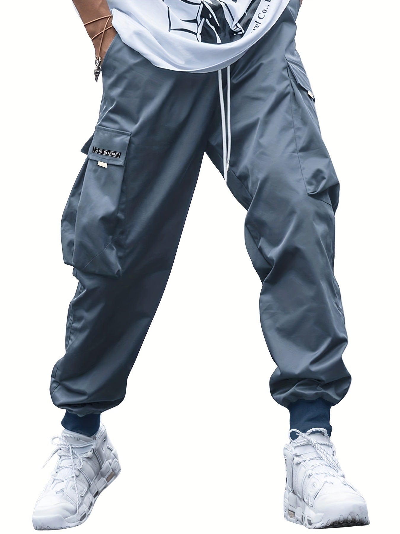 Multi-pocket Cargo Pants Men's Casual Hip-Hop Drawstring Trousers Outdoor Streetwear Sports Pant (Available)