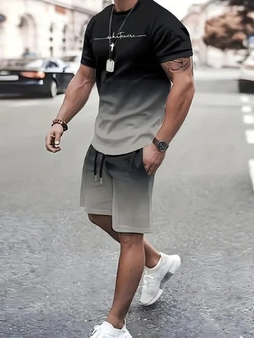 Summer Fashion Trend 3D Digital Printing Men's Short Sleeve Shorts Suit (  (Available)