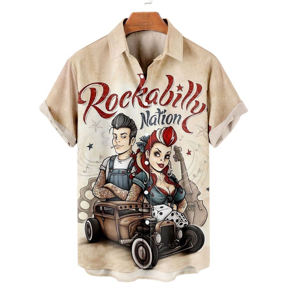 Men's Casual Slim Beach 3D Printed Short Sleeve Shirt (Available)
