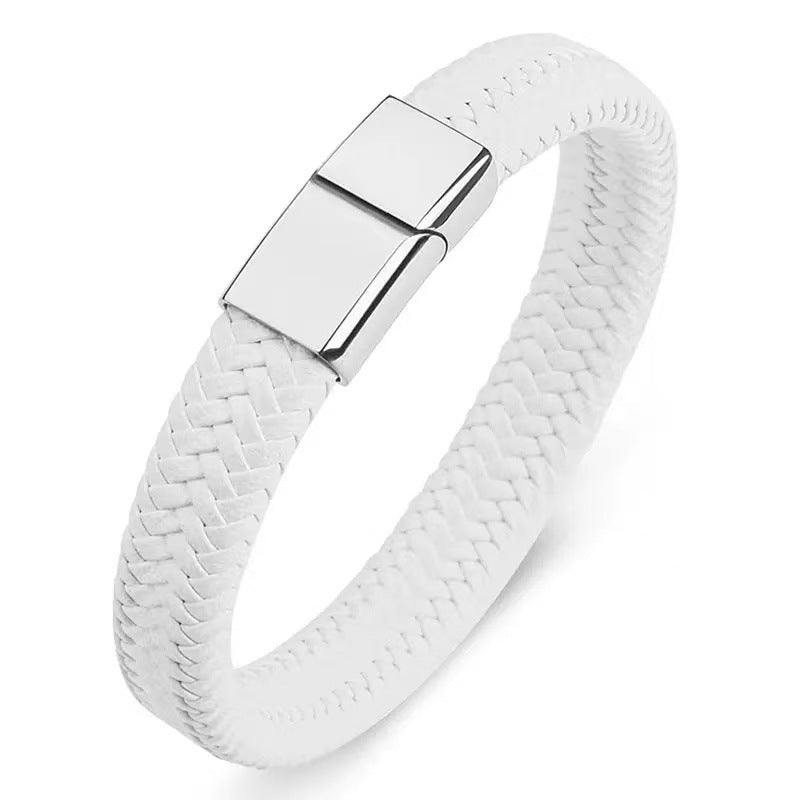 Men's Leather Magnetic Buckle Bracelet