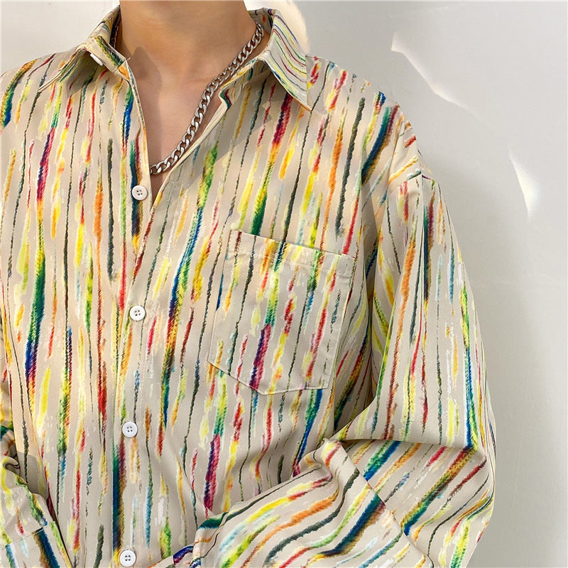 Mens Temperament Fashion Casual Printed Shirt  (Available)