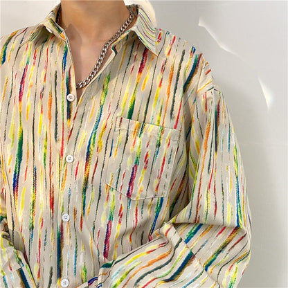 Mens Temperament Fashion Casual Printed Shirt  (Available)