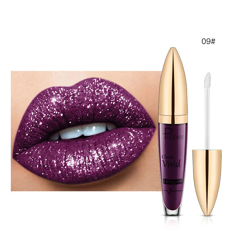 Pudaier Sip Glitter Flip Matte Shimmer Lip Gloss No Stain On Cup Diamond Lipstick (Available)
