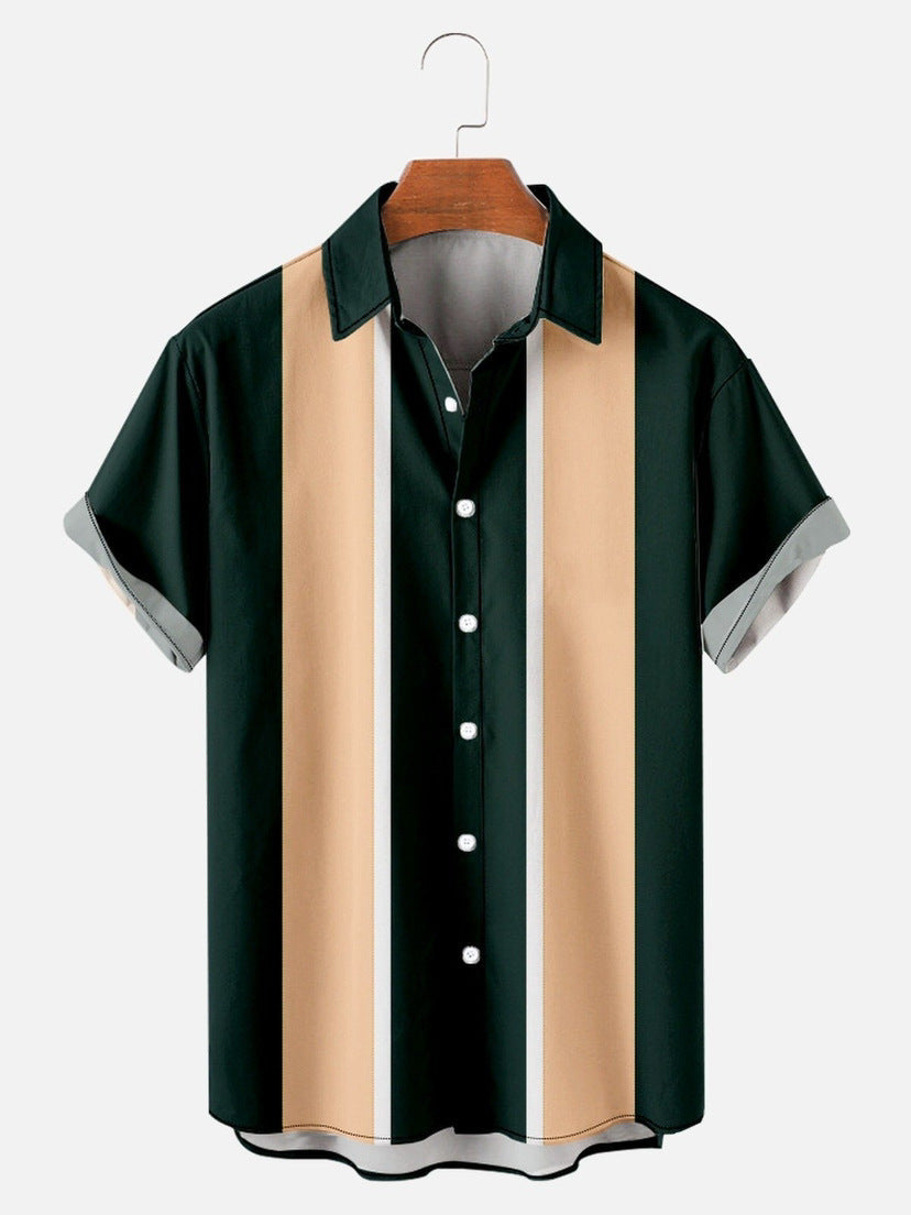 Men's Casual Slim Beach 3D Printed Short Sleeve Shirt (Available)