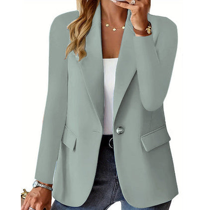 Ins Lapel Button Jacket Fashion Commuter Casual Suit Jacket Women's Long-sleeved Tops Outwear Clothing (Available)