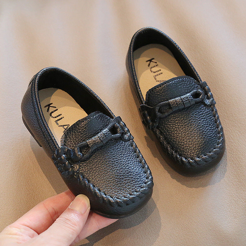 Korean Style Casual Children Gommino Soft Bottom Slip On Baby Shoes Boys' Leather Shoes Slip-on (Available)