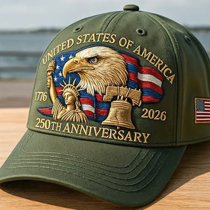 Embroidered American Eagle Head 250 Weeks Old Baseball Cap (Available)
