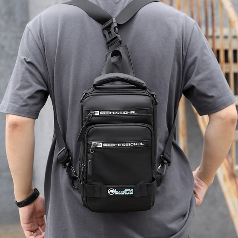 Multifunction Bags For Men Nylon Backpack Crossbody Shoulder Bag With USB Charging Port Chest Bags Pack (Available)
