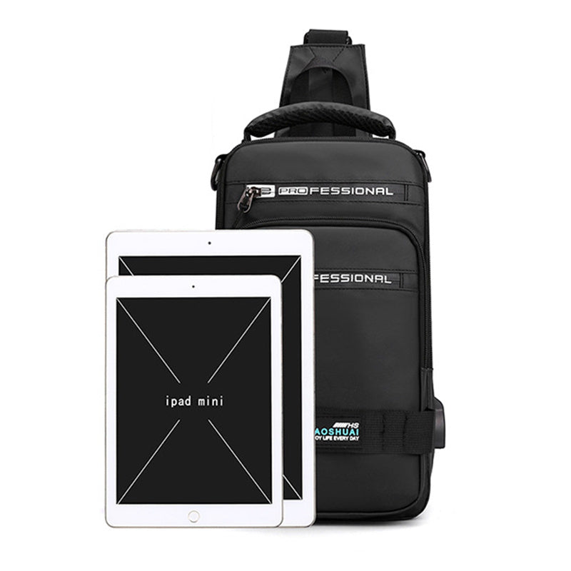 Multifunction Bags For Men Nylon Backpack Crossbody Shoulder Bag With USB Charging Port Chest Bags Pack (Available)