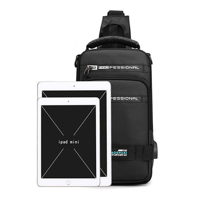 Multifunction Bags For Men Nylon Backpack Crossbody Shoulder Bag With USB Charging Port Chest Bags Pack (Available)