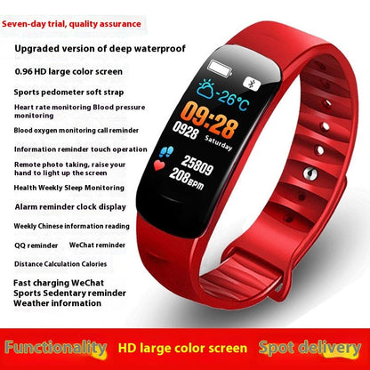 C1 Blood Pressure Heart Rate Waterproof Color Screen Bluetooth Pedometer Sports Watch (Available)