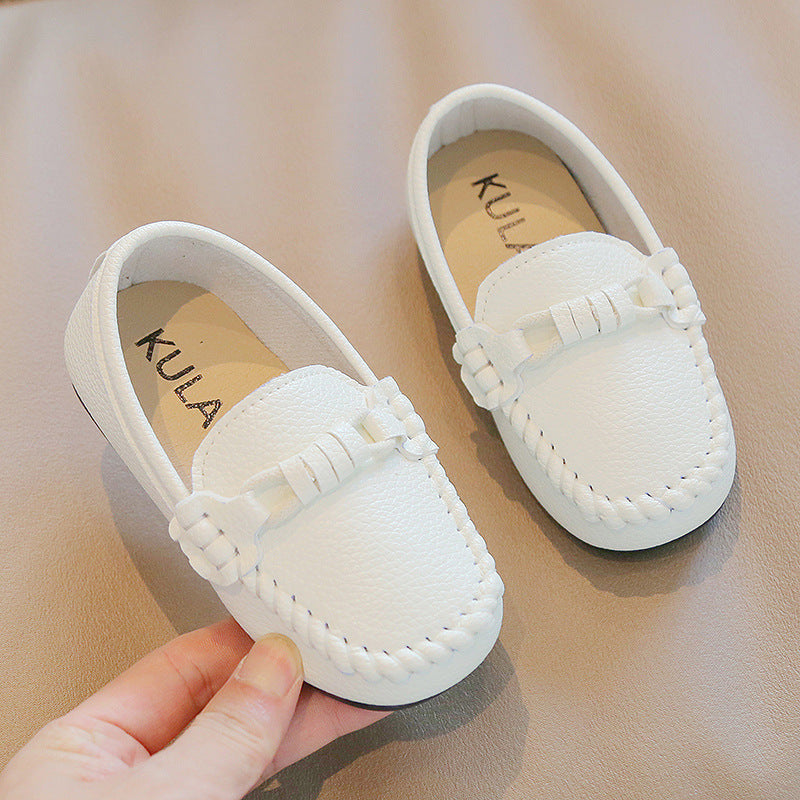 Korean Style Casual Children Gommino Soft Bottom Slip On Baby Shoes Boys' Leather Shoes Slip-on (Available)