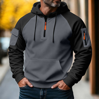 Zipper Decorations Brushed Sports Leisure Pullover Hooded Sweater (Available)