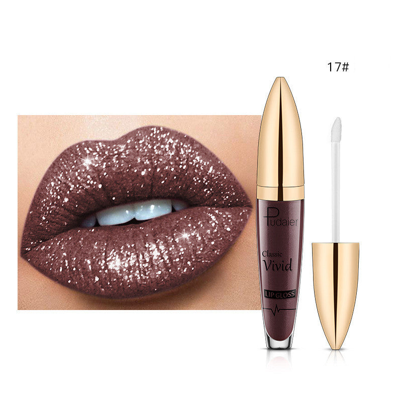 Pudaier Sip Glitter Flip Matte Shimmer Lip Gloss No Stain On Cup Diamond Lipstick (Available)