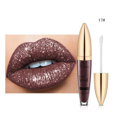 Pudaier Sip Glitter Flip Matte Shimmer Lip Gloss No Stain On Cup Diamond Lipstick (Available)