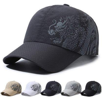 Hat Men's Chinese Style Printed Dragon Baseball Cap Polyester  (Available)