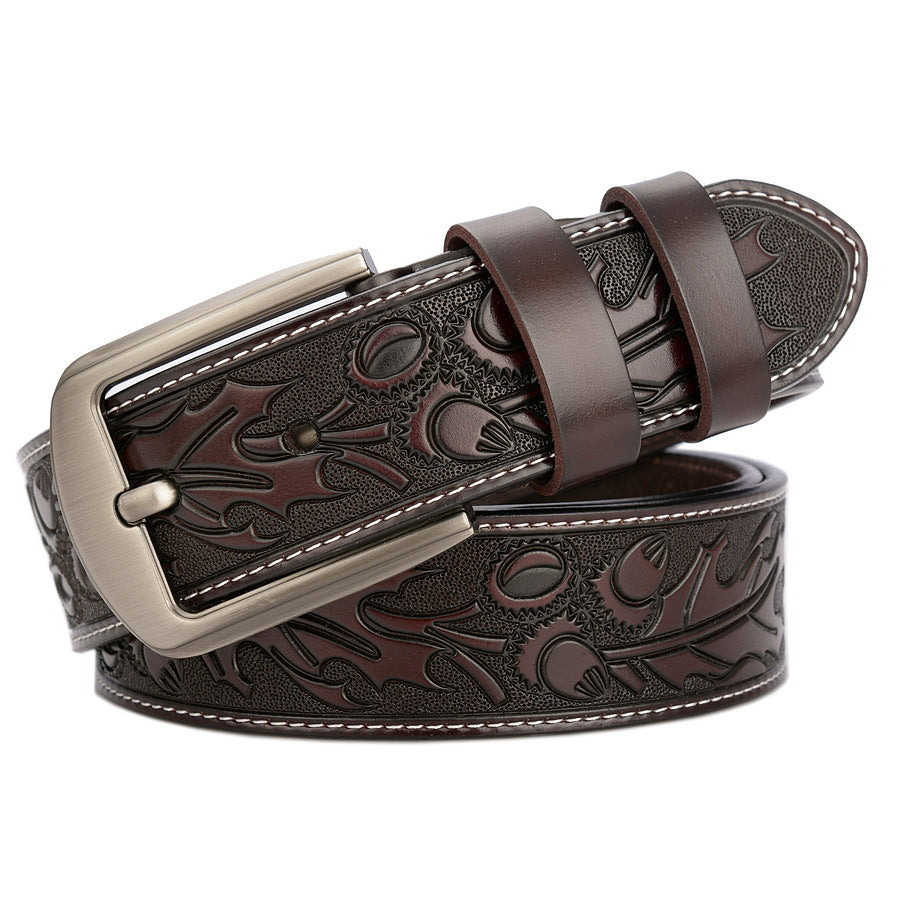 Carved Craft Men's Belt Fashion Cattlehide Leather Pant Belt   (Available)