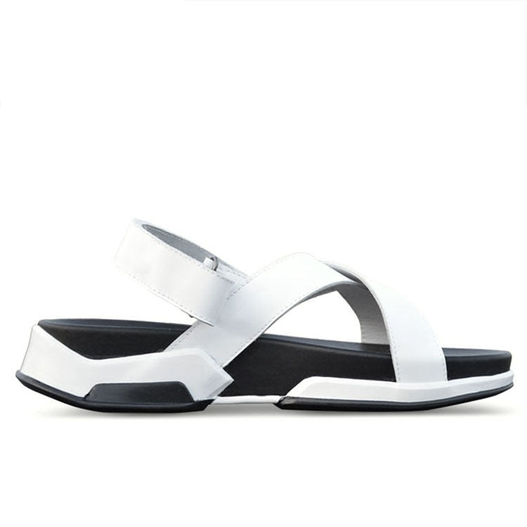Korean Casual Men's Sandals Genuine Leather Elevator Beach (Available)