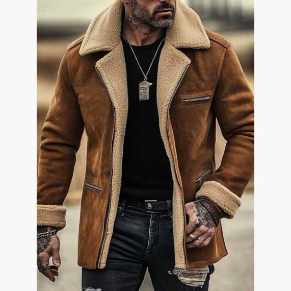 Men's Coat Top Lambswool Lapel Zip Jacket  (Available)
