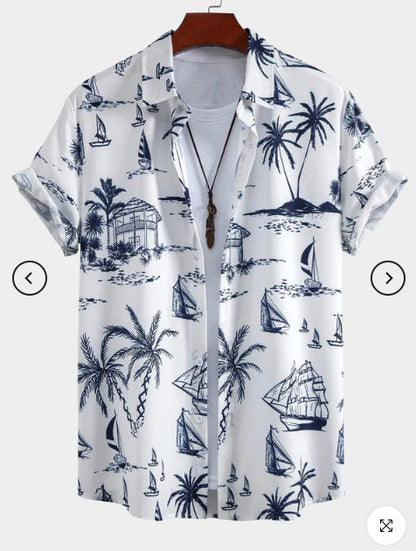 Fashion Men's Art Printed Short Sleeve Shirt   (Available)
