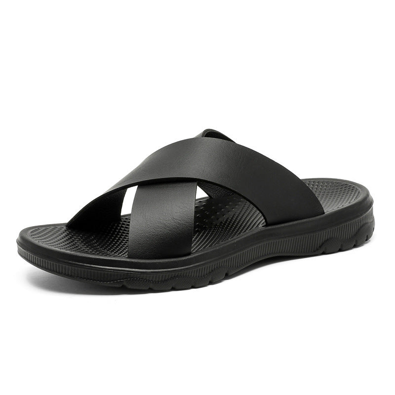 Leather Cross Plus Size Beach Casual Slippers Men (Available)
