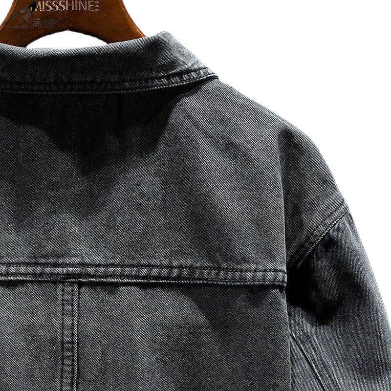 High-grade Black And Gray Denim Coat Men's Autumn New (Available)