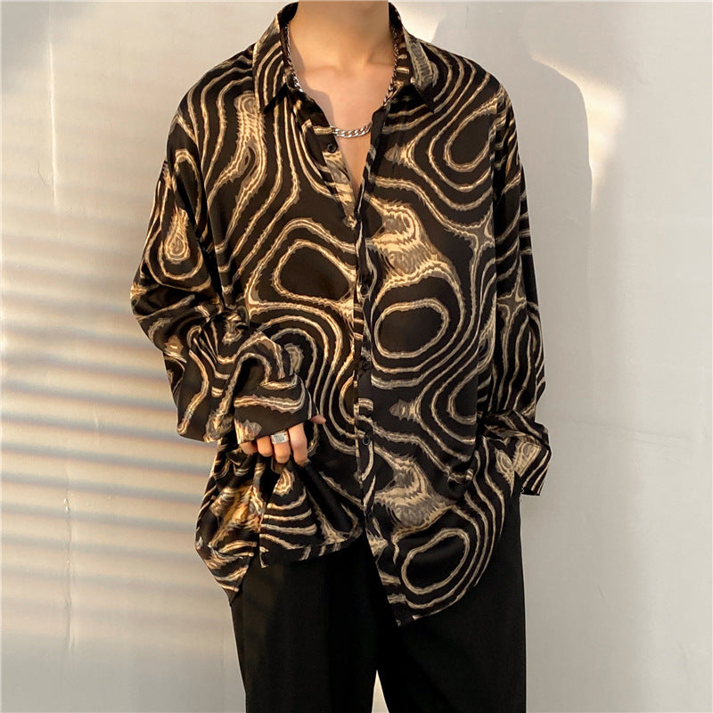 Mens Temperament Fashion Casual Printed Shirt  (Available)