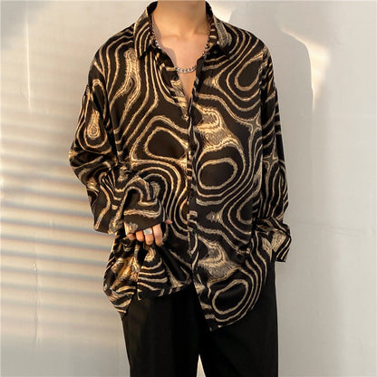 Mens Temperament Fashion Casual Printed Shirt  (Available)
