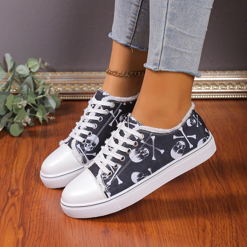 Versatile Flat Bottomed Student Lace Up Canvas Shoes (Available)